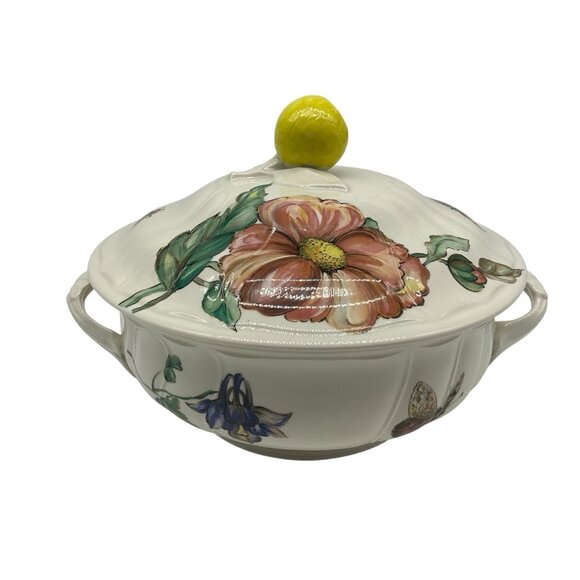 Villeroy & Boch Bouquet Covered Serving Bowl Vintage Serve Ware Bakeware 8 Inch